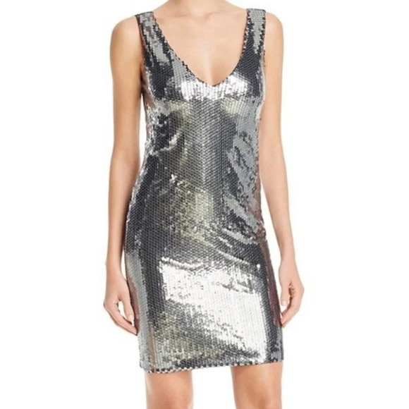 Aqua Capsule Gunmetal Sequin Gray Bodycon Formal Dress Size Small NWT - Picture 1 of 10